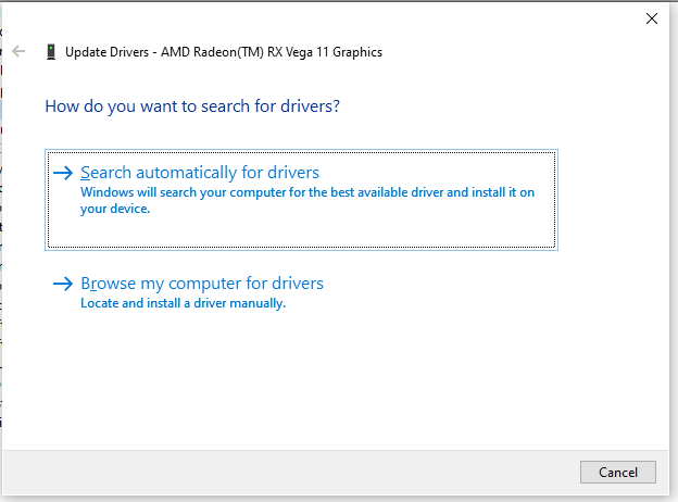 hit Search automatically for drivers
