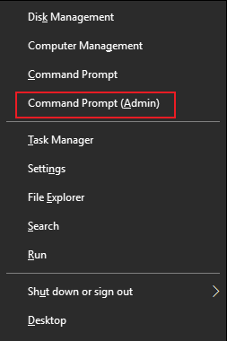 select Command Prompt (Admin)