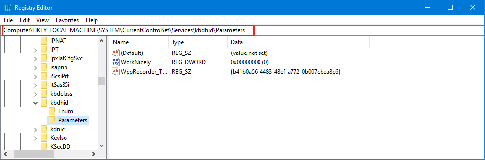 go to the Parameters path