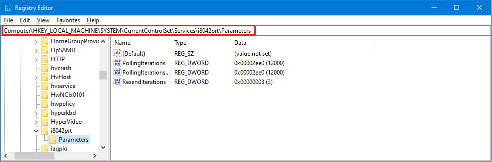 go to the Parameters path