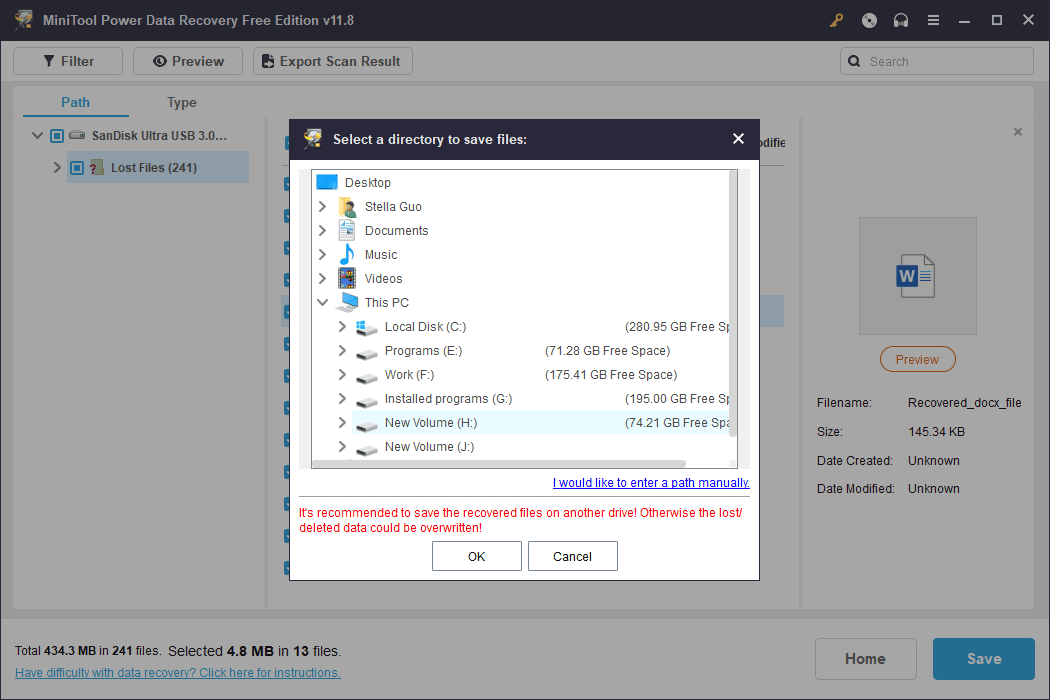 select a directory to save the selected files