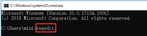 open regedit with cmd