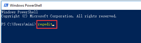 enter regedit with PowerShell