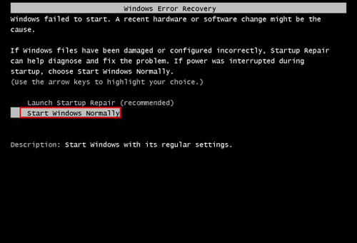 Start Windows Normally