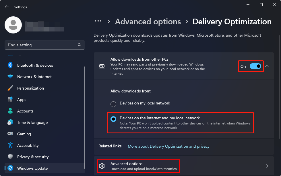 set allow downloads from on Windows 11