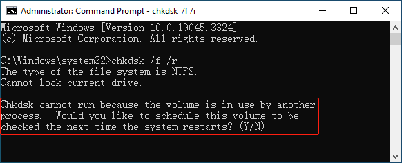 chkdsk cannot run