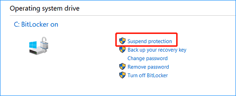 suspend BitLocker Drive Encryption