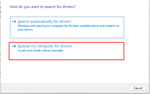 browse my computer for drivers