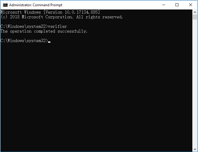 type verifier in the Command Prompt window
