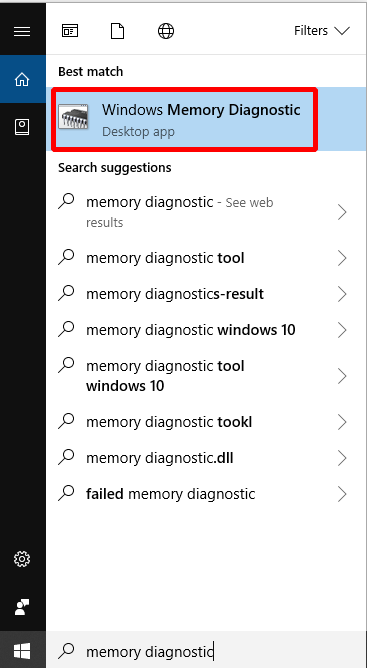 type memory diagnostic and click Windows Memory Diagnostic