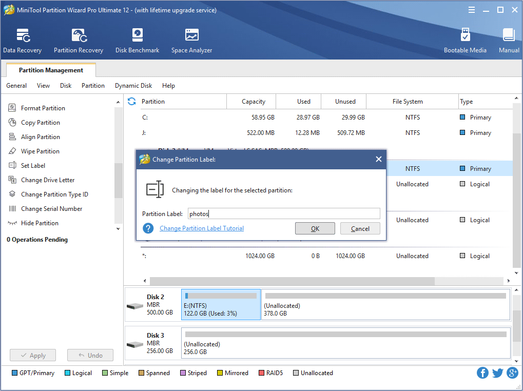 label or relabel the partition