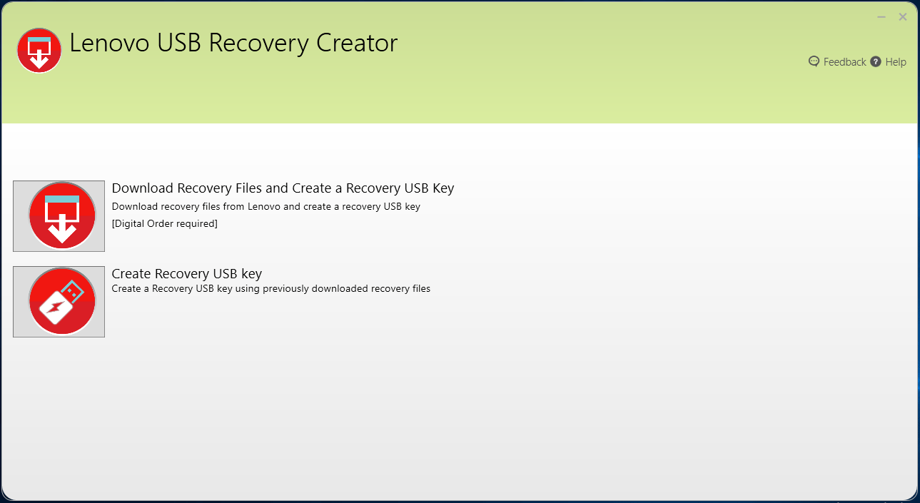 Lenovo USB Recovery Creator