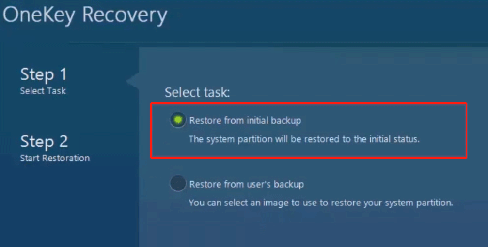 Lenovo OneKey Recovery options