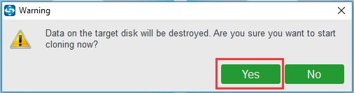 Toutes les données du disque cible seront détruites pendant le processus de clonage de disque.