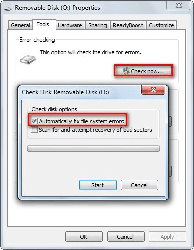 Corregir automáticamente los errores del sistema de archivos