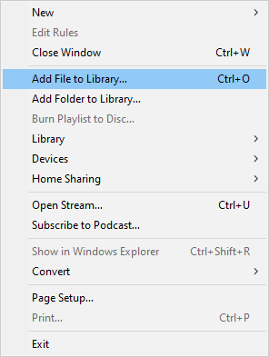 choose Add File to Library... or Add Folder to Library...