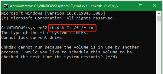 run CHKDSK in Command Prompt