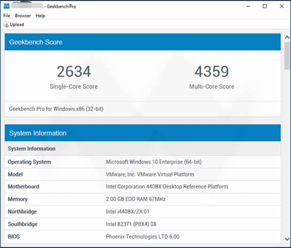 Geekbench sous Windows