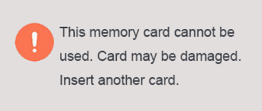 This memory card cannot be used