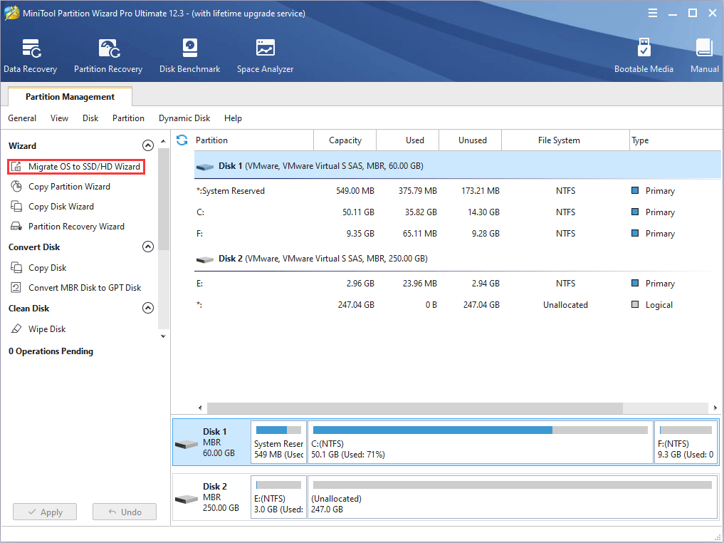 clique em Migrar SO para SSD/HDD