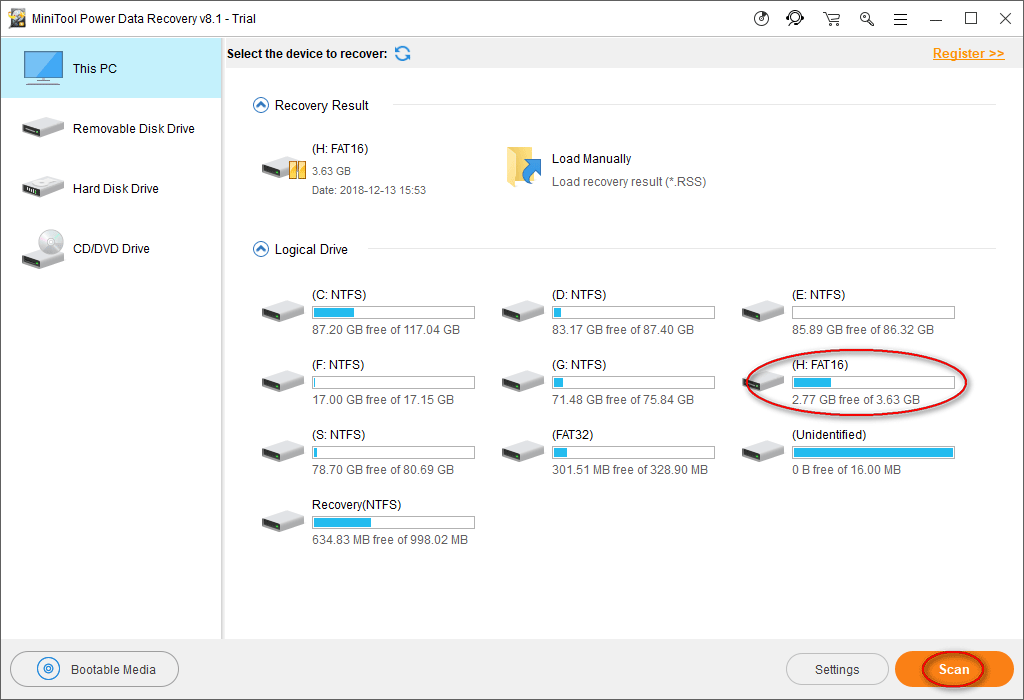 select the partition containing music