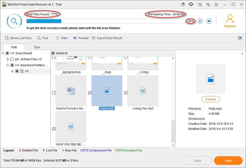 browse files during scan