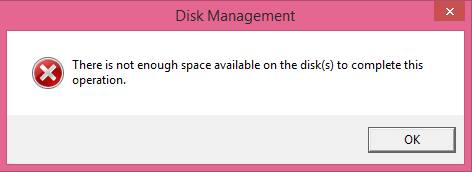 não há espaço suficiente disponível no disco para concluir esta operação