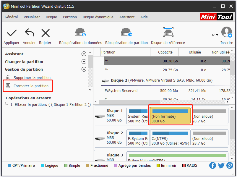 Formater la partition