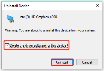 Marque Eliminar el software del controlador para este dispositivo.
