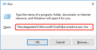 type the command to reset OneDrive
