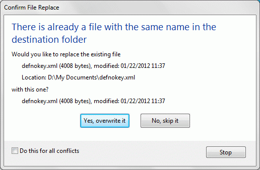 Confirm File Replace