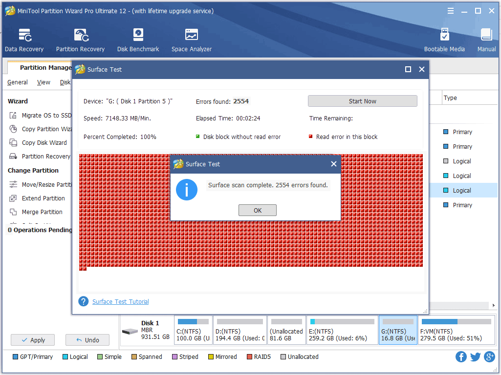 there are some bad sectors on the partition