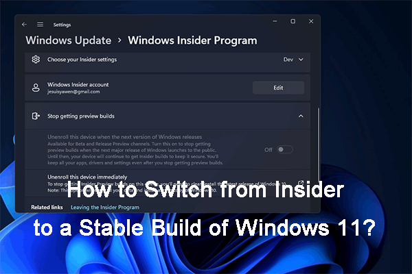 Comment passer de la version Insider à la version stable de Windows 11?