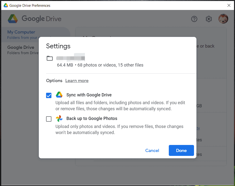 sync with Google Drive option
