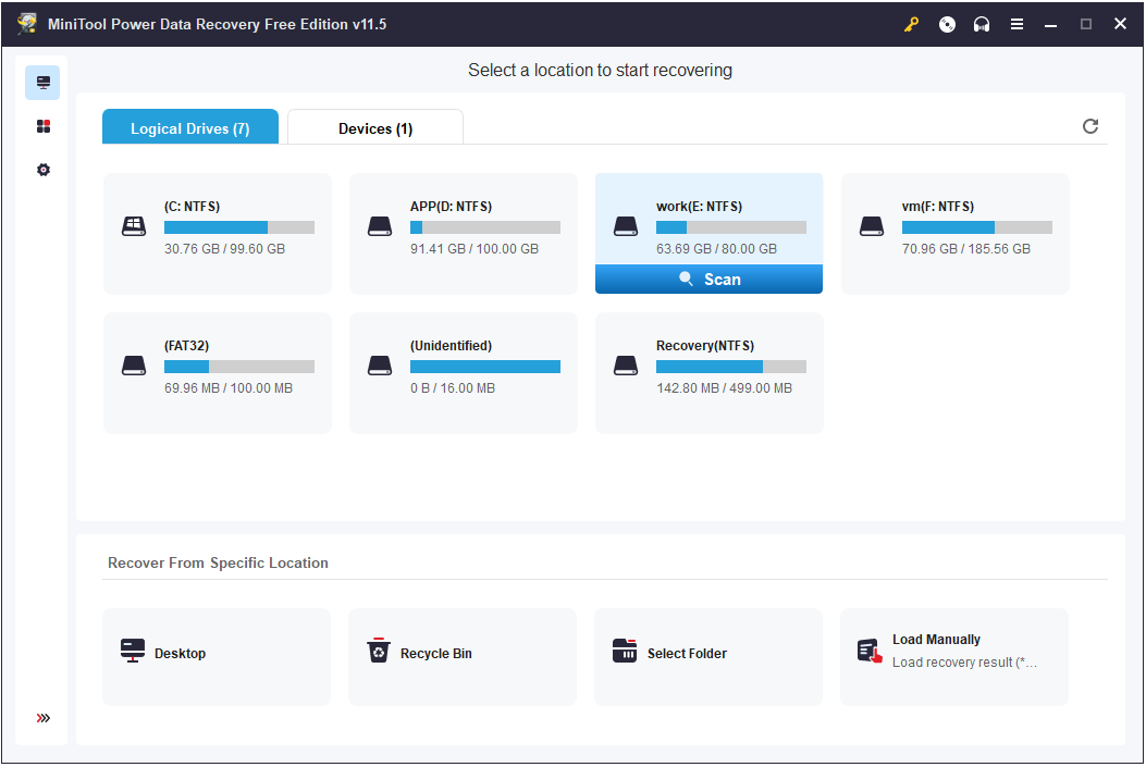 the main interface of MiniTool Power Data Recovery