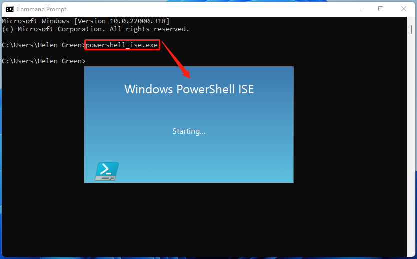 use command to open PowerShell ISE