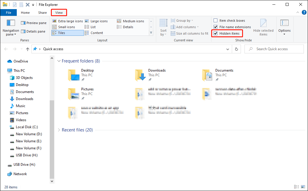 show hidden folders