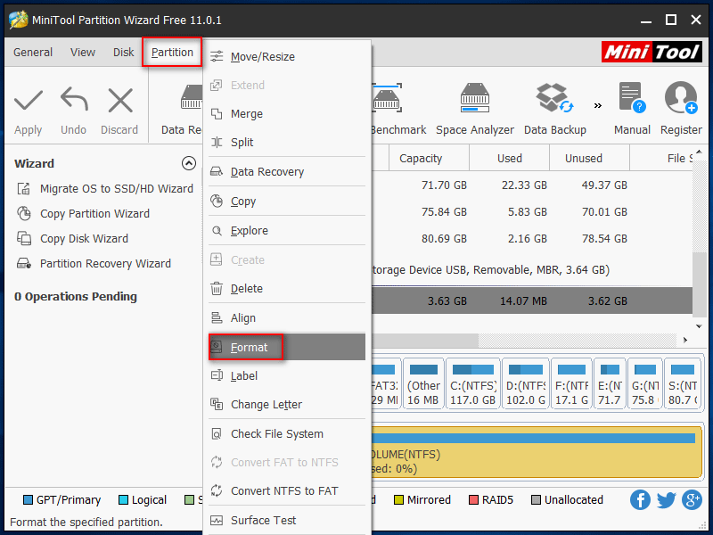 format in Partition Wizard