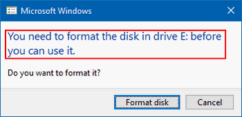the disk is not formatted