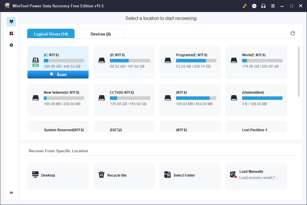 select the target SSD to scan