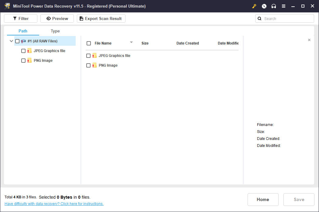 software interface when the program has finished scanning a damaged partition