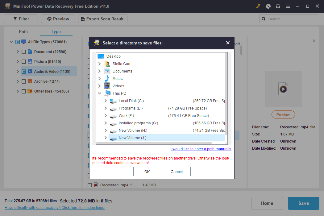 choose a suitable directory to save files