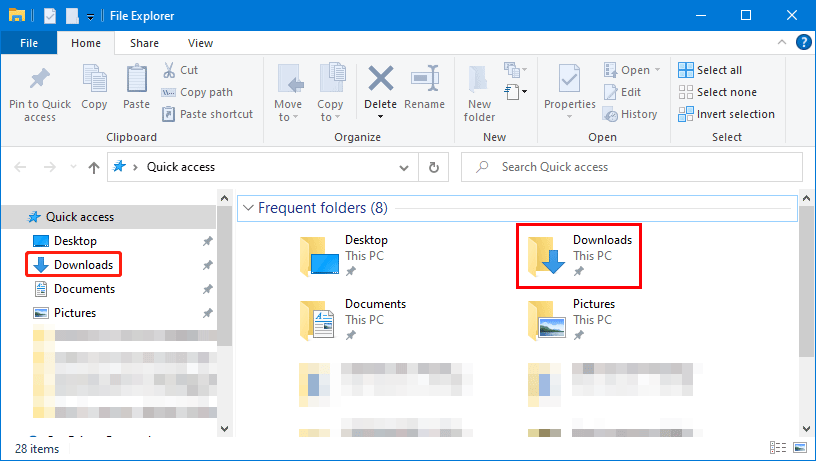 find the Downloads folder on Windows 10