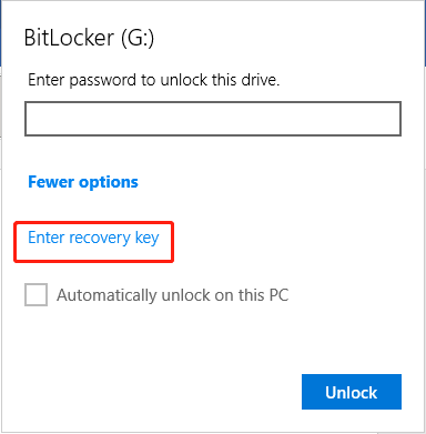 open with the recovery key