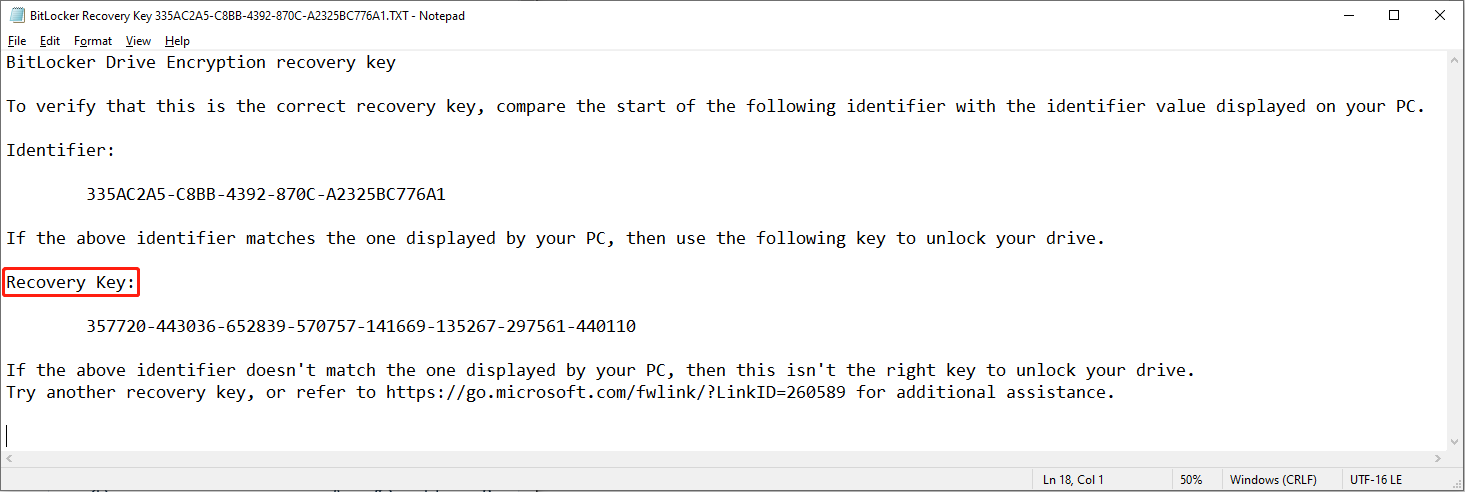 BitLocker Recovery Key file