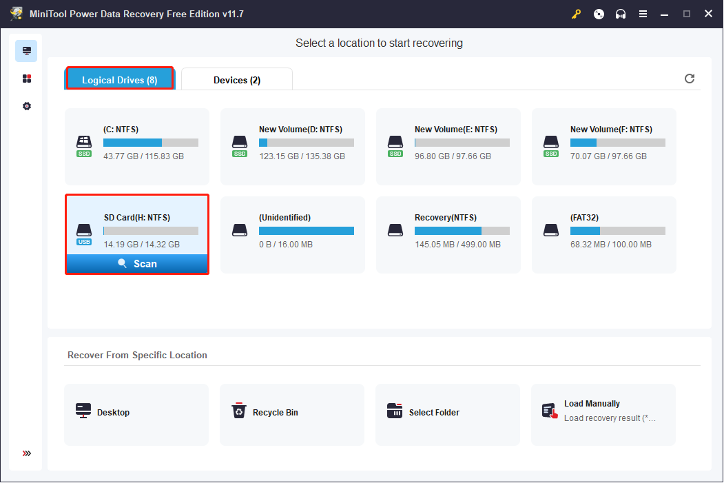 scan the target partition