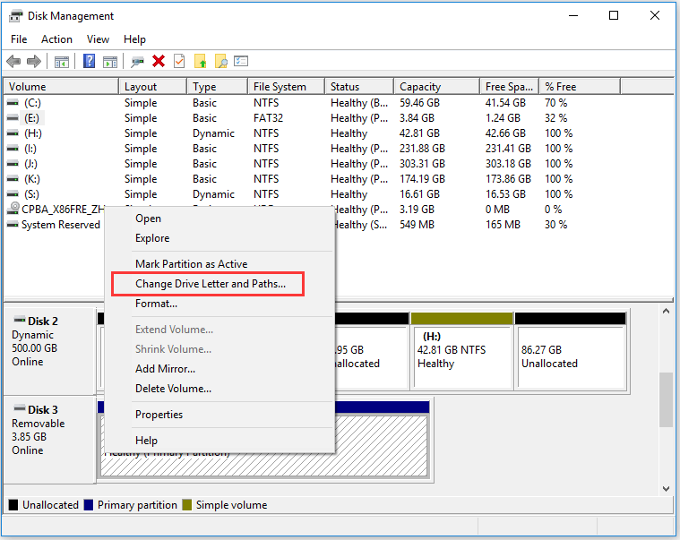 cambiar la letra de la unidad de memoria USB