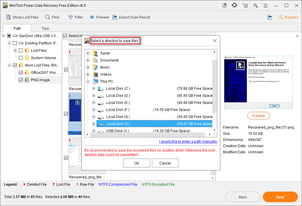 ventana de configuración de directorio