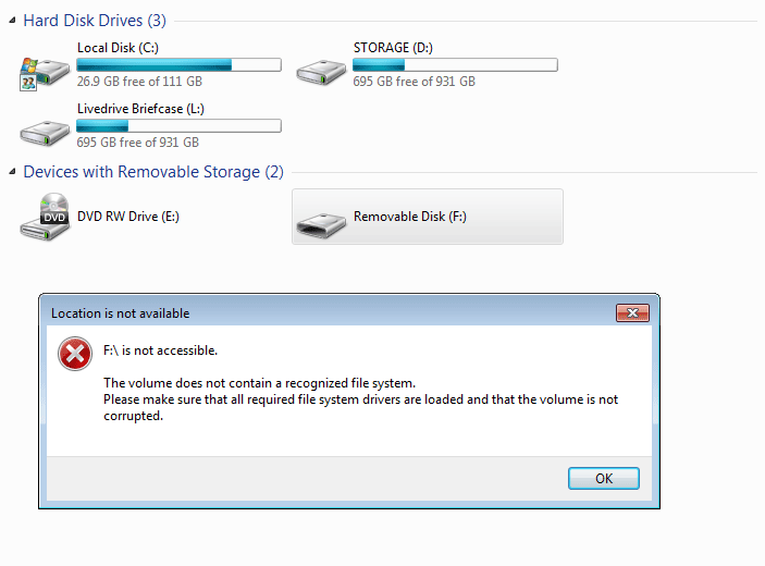 No se puede acceder al dispositivo USB