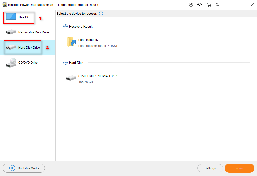 sélectionnez Ce PC ou ce disque dur